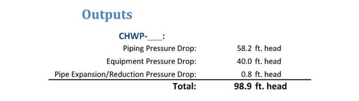 Pipe information built-in to the calculator.