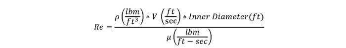 Finding reynolds number with density, velocity, inner diameter and viscosity