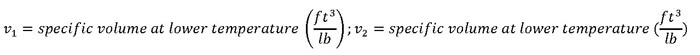 Specific volume difference for expansion tank equation