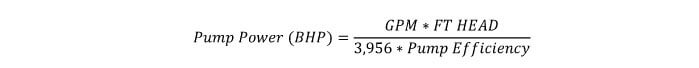 Chilled Water Pump BHP Equation